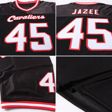 Load image into Gallery viewer, Custom Black White-Red Mesh Authentic Throwback Football Jersey