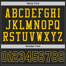 Load image into Gallery viewer, Custom Black Black-Gold Mesh Authentic Throwback Football Jersey