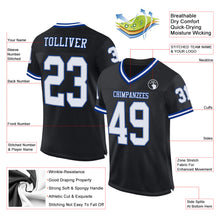 Load image into Gallery viewer, Custom Black White-Royal Mesh Authentic Throwback Football Jersey