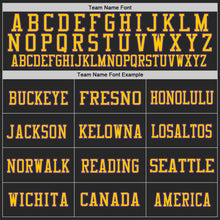 Load image into Gallery viewer, Custom Black Gold-Purple Mesh Authentic Throwback Football Jersey