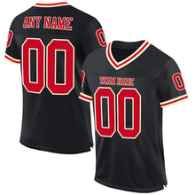 Load image into Gallery viewer, Custom Black Red-Cream Mesh Authentic Throwback Football Jersey