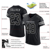 Load image into Gallery viewer, Custom Black Black-Gray Mesh Authentic Football Jersey