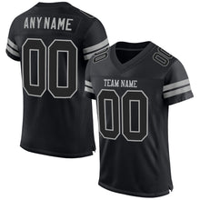Load image into Gallery viewer, Custom Black Black-Gray Mesh Authentic Football Jersey