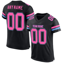 Load image into Gallery viewer, Custom Black Pink-Light Blue Mesh Authentic Football Jersey
