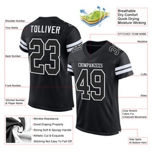 Load image into Gallery viewer, Custom Black Black-White Mesh Authentic Football Jersey