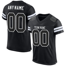 Load image into Gallery viewer, Custom Black Black-White Mesh Authentic Football Jersey