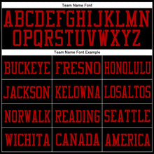 Load image into Gallery viewer, Custom Black Black-Red Mesh Authentic Football Jersey