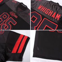 Load image into Gallery viewer, Custom Black Black-Red Mesh Authentic Football Jersey