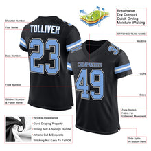 Load image into Gallery viewer, Custom Black Light Blue-White Mesh Authentic Football Jersey