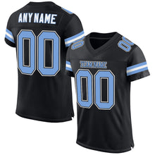 Load image into Gallery viewer, Custom Black Light Blue-White Mesh Authentic Football Jersey