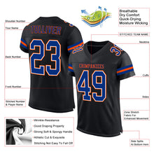 Load image into Gallery viewer, Custom Black Royal-Orange Mesh Authentic Football Jersey
