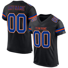 Load image into Gallery viewer, Custom Black Royal-Orange Mesh Authentic Football Jersey