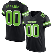 Load image into Gallery viewer, Custom Black Neon Green-White Mesh Authentic Football Jersey