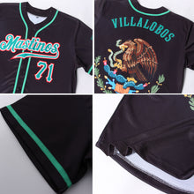 Load image into Gallery viewer, Custom Black Kelly Green-Red Authentic Mexican Flag Fashion Baseball Jersey