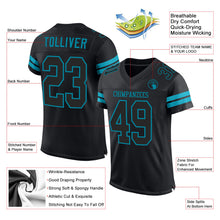 Load image into Gallery viewer, Custom Black Black-Teal Mesh Authentic Football Jersey