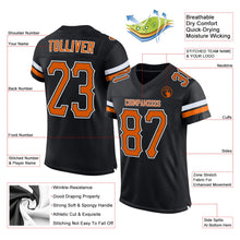 Load image into Gallery viewer, Custom Black Texas Orange-White Mesh Authentic Football Jersey