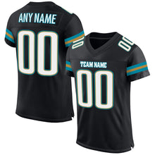 Load image into Gallery viewer, Custom Black White-Teal Mesh Authentic Football Jersey