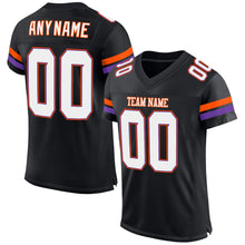 Load image into Gallery viewer, Custom Black White-Orange Mesh Authentic Football Jersey