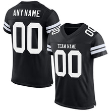 Load image into Gallery viewer, Custom Black White Mesh Authentic Football Jersey