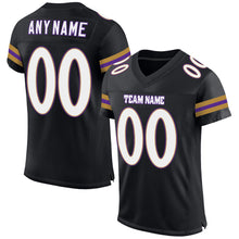 Load image into Gallery viewer, Custom Black White-Purple Mesh Authentic Football Jersey