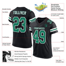 Load image into Gallery viewer, Custom Black Kelly Green-White Mesh Authentic Football Jersey