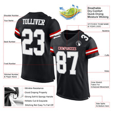Load image into Gallery viewer, Custom Black White-Gray Mesh Authentic Football Jersey