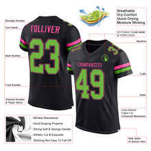 Load image into Gallery viewer, Custom Black Neon Green-Pink Mesh Authentic Football Jersey
