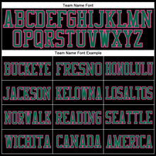 Load image into Gallery viewer, Custom Black Kelly Green-Pink Mesh Authentic Football Jersey