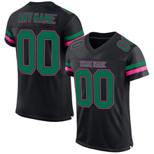 Load image into Gallery viewer, Custom Black Kelly Green-Pink Mesh Authentic Football Jersey