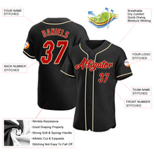 Load image into Gallery viewer, Custom Black Red-Cream Authentic Baseball Jersey