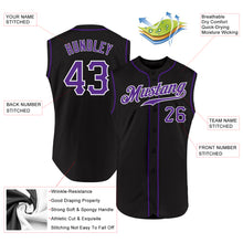 Load image into Gallery viewer, Custom Black Purple-White Authentic Sleeveless Baseball Jersey