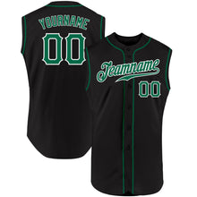 Load image into Gallery viewer, Custom Black Kelly Green-White Authentic Sleeveless Baseball Jersey