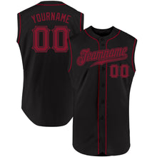 Load image into Gallery viewer, Custom Black Crimson Authentic Sleeveless Baseball Jersey