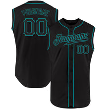 Load image into Gallery viewer, Custom Black Black-Teal Authentic Sleeveless Baseball Jersey