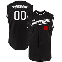 Load image into Gallery viewer, Custom Black White-Red Authentic Sleeveless Baseball Jersey
