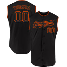 Load image into Gallery viewer, Custom Black Black-Orange Authentic Sleeveless Baseball Jersey