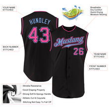 Load image into Gallery viewer, Custom Black Pink-Light Blue Authentic Sleeveless Baseball Jersey
