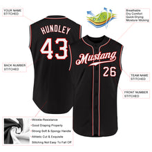 Load image into Gallery viewer, Custom Black White-Red Authentic Sleeveless Baseball Jersey