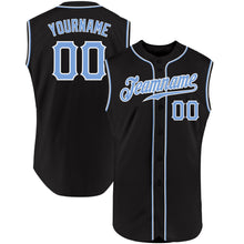 Load image into Gallery viewer, Custom Black Light Blue-White Authentic Sleeveless Baseball Jersey