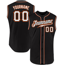 Load image into Gallery viewer, Custom Black White-Orange Authentic Sleeveless Baseball Jersey