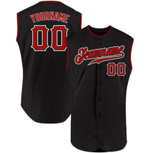 Load image into Gallery viewer, Custom Black Red-White Authentic Sleeveless Baseball Jersey