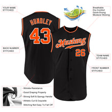 Load image into Gallery viewer, Custom Black Orange-White Authentic Sleeveless Baseball Jersey