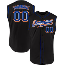 Load image into Gallery viewer, Custom Black Royal-Orange Authentic Sleeveless Baseball Jersey