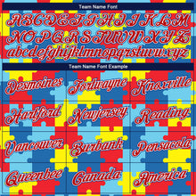 Load image into Gallery viewer, Custom Black Red-Royal 3D Pattern Design Autism Awareness Puzzle Pieces Authentic Basketball Jersey