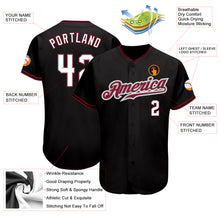 Load image into Gallery viewer, Custom Black White-Crimson Authentic Baseball Jersey