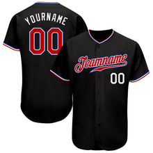 Load image into Gallery viewer, Custom Black Red-Royal Authentic Baseball Jersey