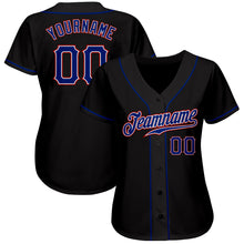 Load image into Gallery viewer, Custom Black Royal-Red Authentic Baseball Jersey