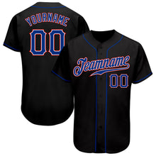 Load image into Gallery viewer, Custom Black Royal-Red Authentic Baseball Jersey