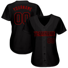 Load image into Gallery viewer, Custom Black Black-Red Authentic Baseball Jersey