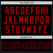 Load image into Gallery viewer, Custom Black Black-Red Authentic Baseball Jersey